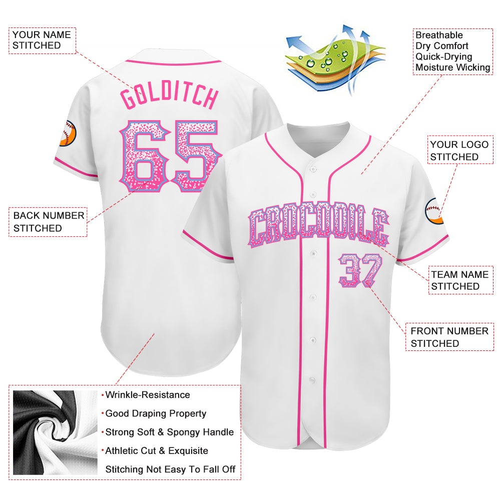 Custom Baseball Jersey Black Light Blue-Pink Authentic Split Fashion Youth Size:M