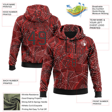 Custom Red Black-White 3D Halloween Pumpkin Party Costume Ideas Sports Pullover Sweatshirt Hoodie