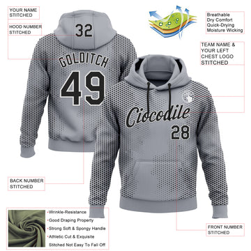 Custom Stitched Gray Black-White 3D Pattern Design Sports Wear Pullover Sweatshirt Hoodie