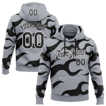 Custom Stitched Gray Black-White 3D Pattern Design Sports Wear Pullover Sweatshirt Hoodie