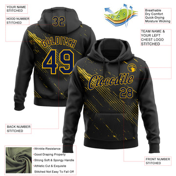 Custom Stitched Black Navy-Gold 3D Pattern Design Sports Wear Pullover Sweatshirt Hoodie