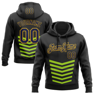 Custom Stitched Black Green-Gold 3D Pattern Design Sports Wear Pullover Sweatshirt Hoodie