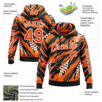Custom Orange Black-White 3D Pattern Design Formula Auto Car Racing Motorsport Sports Pullover Sweatshirt Hoodie