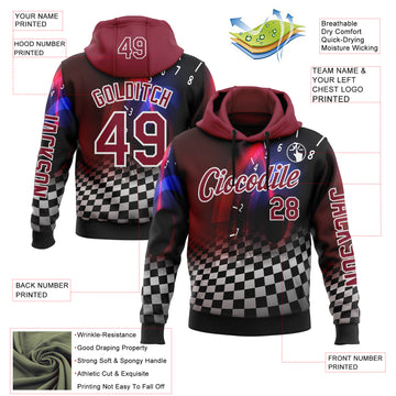Custom Black Crimson-White 3D Pattern Design Formula Auto Car Racing Motorsport Sports Pullover Sweatshirt Hoodie