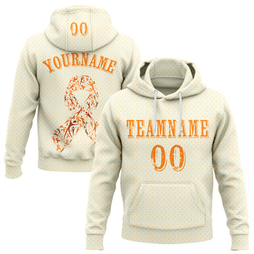 Custom Cream Bay Orange 3D Kidney Cancer World Cancer Day Ribbon Support Sports Pullover Sweatshirt Hoodie