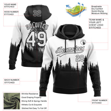 Custom Stitched White Black 3D Pattern Design Animal Wolf Sports Pullover Sweatshirt Hoodie