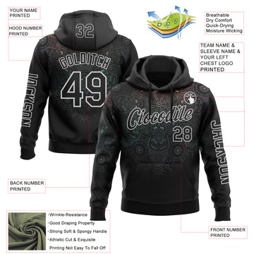 Custom Black White 3D Pattern Design Ethnic Tribal Sportswear Pullover Sweatshirt Hoodie
