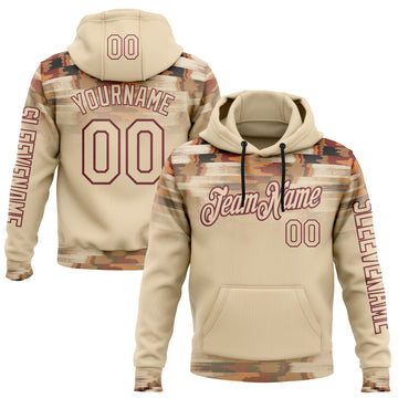 Custom City Cream Burgundy 3D Pattern Design Western Cowboy Tribal Ethnic Sports Pullover Sweatshirt Hoodie