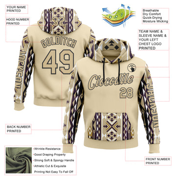 Custom City Cream Vegas Gold-Black 3D Pattern Design Western Cowboy Tribal Ethnic Sports Pullover Sweatshirt Hoodie