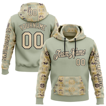 Custom Green City Cream-Black 3D Pattern Design Western Cowboy Tribal Ethnic Sports Pullover Sweatshirt Hoodie