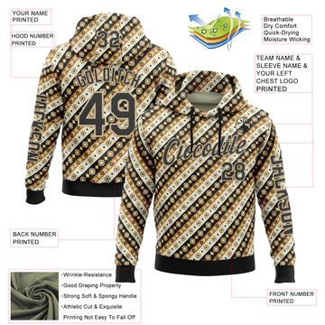 Custom City Cream Black 3D Pattern Design Western Cowboy Tribal Ethnic Sports Pullover Sweatshirt Hoodie