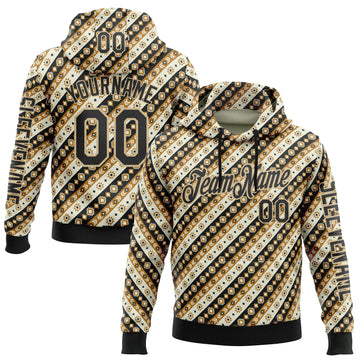 Custom City Cream Black 3D Pattern Design Western Cowboy Tribal Ethnic Sports Pullover Sweatshirt Hoodie