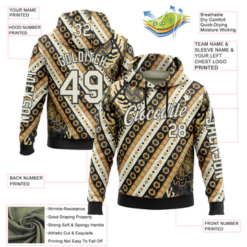 Custom City Cream Black 3D Pattern Design Western Cowboy Tribal Ethnic Sports Pullover Sweatshirt Hoodie