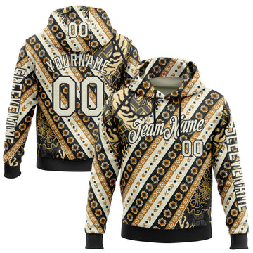 Custom City Cream Black 3D Pattern Design Western Cowboy Tribal Ethnic Sports Pullover Sweatshirt Hoodie
