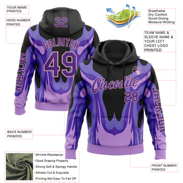 Custom Black Purple-Light Pink 3D Abstract Flame Sports Pullover Sweatshirt Hoodie