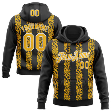 Custom Stitched Black Gold-White 3D Pattern Design Abstract Shape Sports Pullover Sweatshirt Hoodie