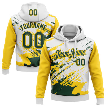 Custom Stitched White Green-Yellow 3D Pattern Design Abstract Fragment Art Splash Sports Pullover Sweatshirt Hoodie
