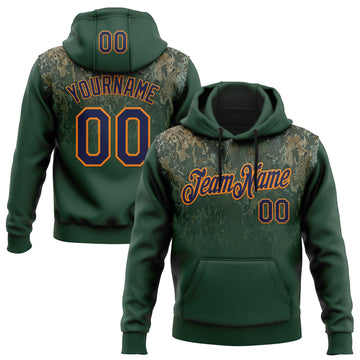 Custom Stitched Green Navy-Bay Orange 3D Pattern Design Tree Camo Gradient Hunting Sports Pullover Sweatshirt Hoodie
