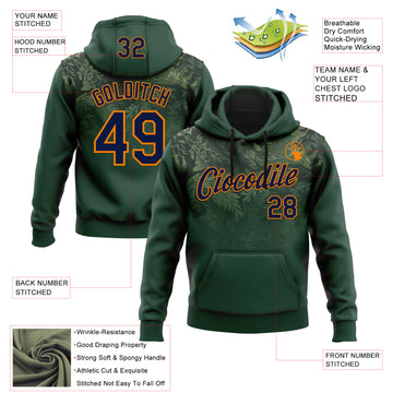 Custom Stitched Green Navy-Bay Orange 3D Pattern Design Tree Camo Gradient Hunting Sports Pullover Sweatshirt Hoodie