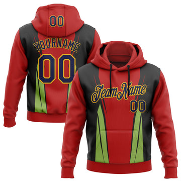 Custom Stitched Red Navy Black Green-Gold 3D Pattern Design Sportswear Pullover Sweatshirt Hoodie