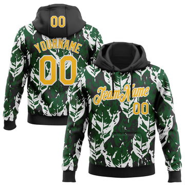 Custom Stitched Black Yellow Green-White 3D Pattern Design Sportswear Pullover Sweatshirt Hoodie