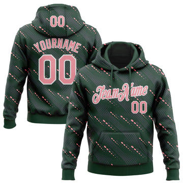Custom Stitched Green Medium Pink-White 3D Pattern Design Slant Lines Sports Pullover Sweatshirt Hoodie