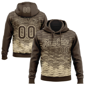 Custom Stitched Brown Cream 3D Pattern Design Line Sports Pullover Sweatshirt Hoodie