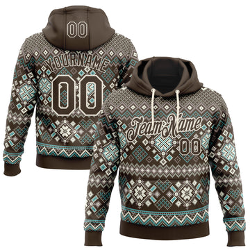 Custom Stitched Brown Brown-Cream 3D Christmas Ugly Sweater Sports Pullover Sweatshirt Hoodie