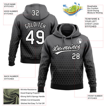 Custom Stitched Steel Gray White-Black 3D Pattern Design Geometrico Graph Sports Pullover Sweatshirt Hoodie
