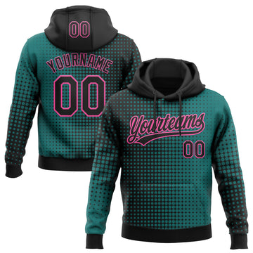 Custom Stitched Teal Black-Pink 3D Pattern Design Geometrico Graph Sports Pullover Sweatshirt Hoodie