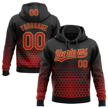 Custom Stitched Black Red-Old Gold 3D Pattern Design Geometrico Graph Sports Pullover Sweatshirt Hoodie