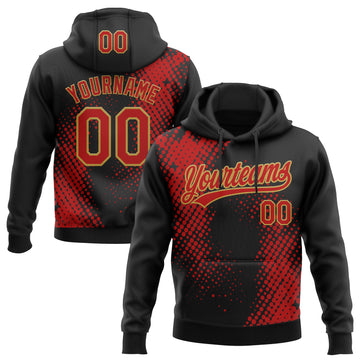 Custom Stitched Black Red-Old Gold 3D Pattern Design Geometrico Graph Sports Pullover Sweatshirt Hoodie