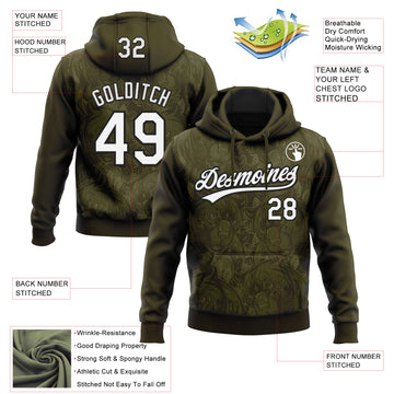 Custom Stitched Olive White-Black 3D Pattern Design Leopardo Sports Pullover Sweatshirt Hoodie