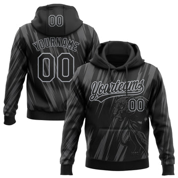 Custom Stitched Steel Gray Black-Gray 3D Pattern Design Leopardo Sports Pullover Sweatshirt Hoodie