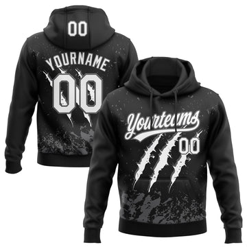 Custom Stitched Black White-Steel Gray 3D Pattern Design Leopardo Scratch Sports Pullover Sweatshirt Hoodie