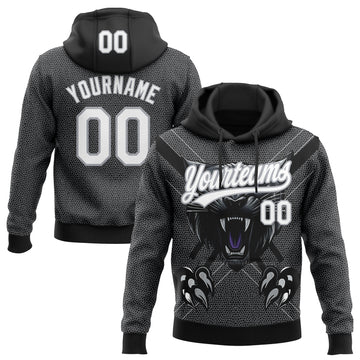 Custom Stitched Black White-Gray 3D Pattern Design Leopardo Sports Pullover Sweatshirt Hoodie