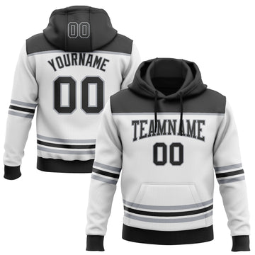 Custom White Black-Gray 3D Pattern Design Game Day Los Angeles Inspired Sports Pullover Sweatshirt Hoodie