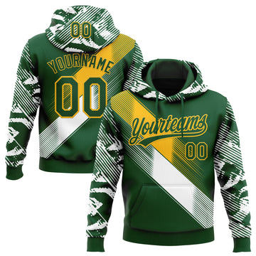 Custom Stitched Green Gold-White 3D Pattern Design E-sports Pullover Sweatshirt Hoodie