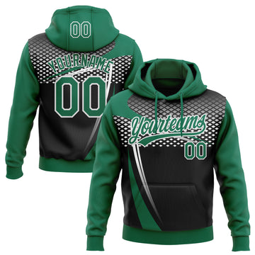 Custom Stitched Kelly Green Black-White 3D Pattern Design E-sports Pullover Sweatshirt Hoodie