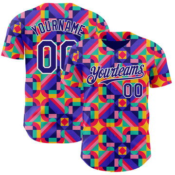 Custom Rainbow Dark Purple White Valentine's Day Pride Month Love Is Love Authentic Baseball Jersey