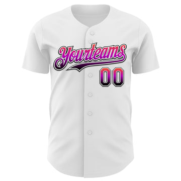Custom White Gradient-Black Valentine's Day Love Heart Authentic Baseball Jersey