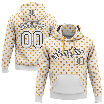 Custom Stitched White Gold-Black 3D Pattern Design Baseball Game Day Pittsburgh Inspired Sports Pullover Sweatshirt Hoodie