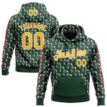 Custom Stitched Green Gold Red-White 3D Pattern Design Baseball Game Day Green Bay Inspired Sports Pullover Sweatshirt Hoodie