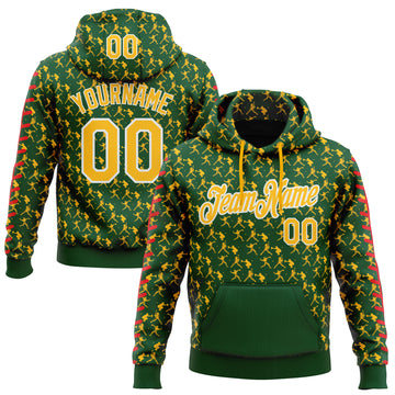 Custom Stitched Green Gold Red-White 3D Pattern Design Baseball Game Day Green Bay Inspired Sports Pullover Sweatshirt Hoodie