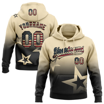 Custom Stitched Cream Vintage USA Flag-Black 3D Gradient Style Twinkle Star Sports Pullover Sweatshirt Hoodie
