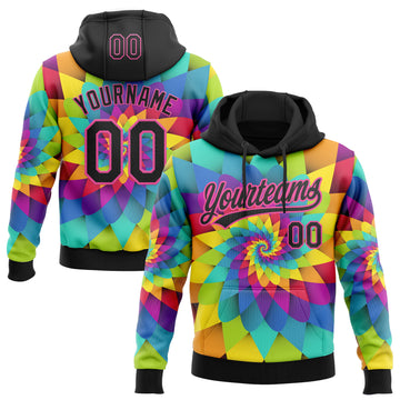 Custom Stitched Rainbow Black-Pink 3D Pattern Design Abstract Sports Pullover Sweatshirt Hoodie