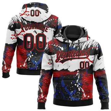 Custom Stitched Graffiti Pattern Black-Red 3D Abstract Splatter Sports Pullover Sweatshirt Hoodie