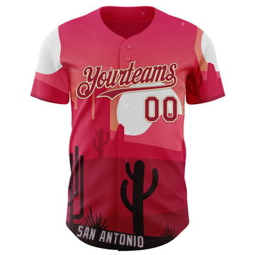 Custom Pink Cardinal-City Cream San Antonio Cactus Western Sunset City Symbol Authentic Baseball Jersey