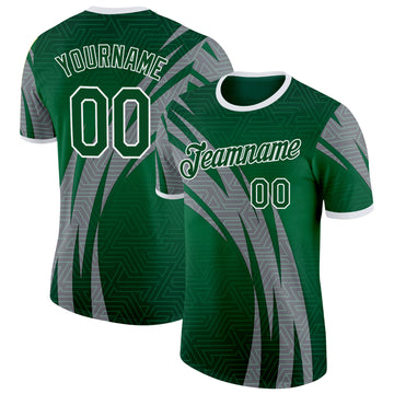 Custom Green White-Gray Mexico Performance T-Shirt