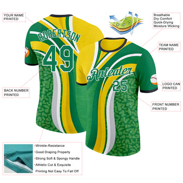 Custom Yellow Green White-Black South Africa Performance T-Shirt